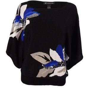 INC Women's Metallic Floral Print Top Blouse